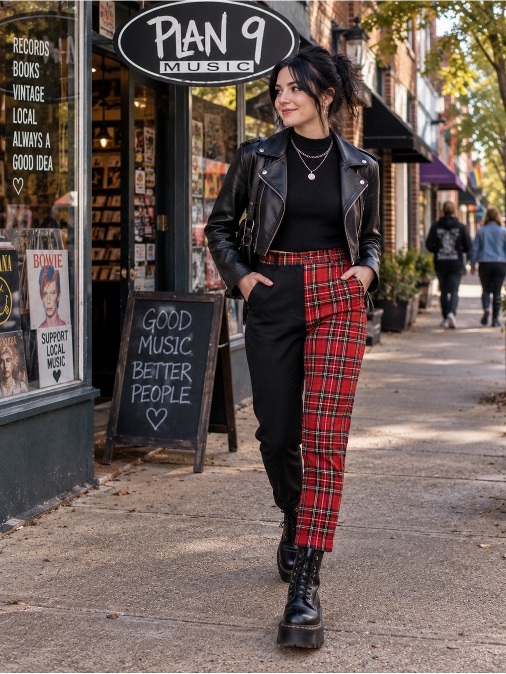 Hot Topic Black Red Plaid Split Leg Pants Tartan Punk Juniors M 13247326